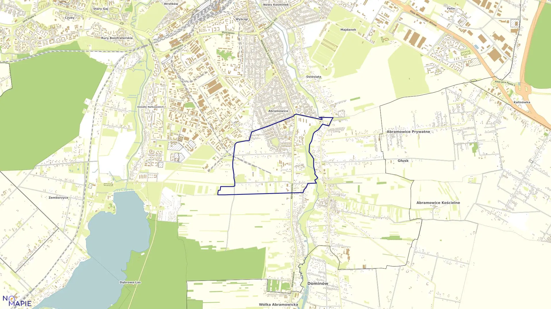 Mapa obrębu 1-Abramowice w mieście Lublin