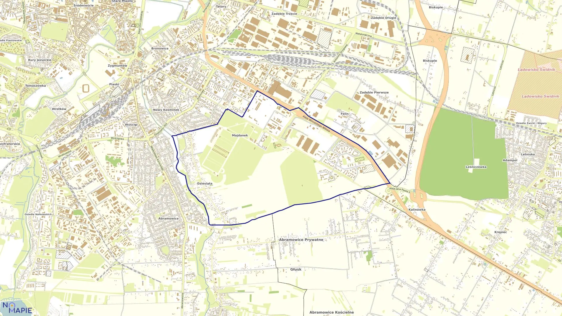 Mapa obrębu 11-Dziesiąta Wieś w mieście Lublin