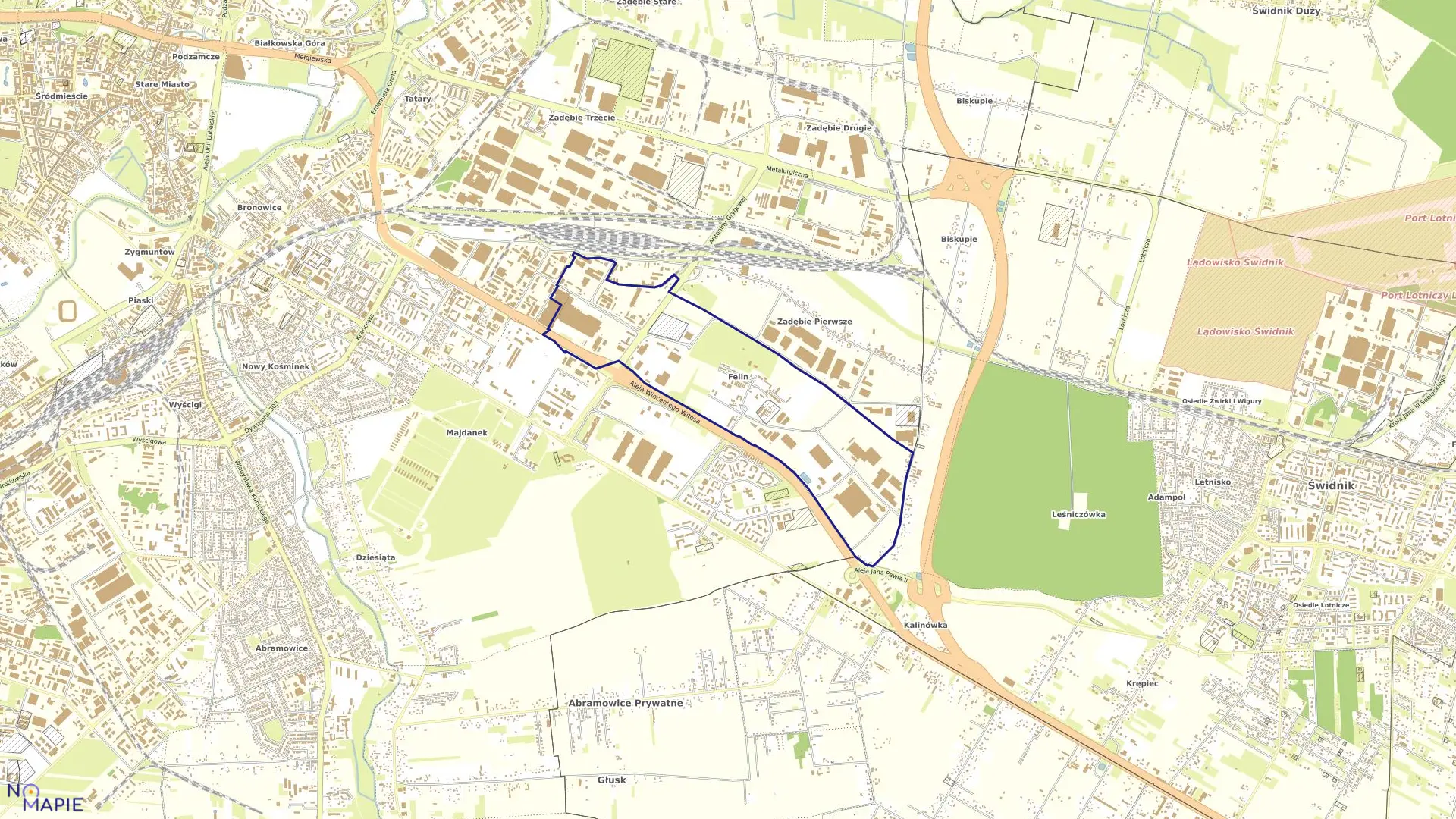 Mapa obrębu 12-Felin w mieście Lublin