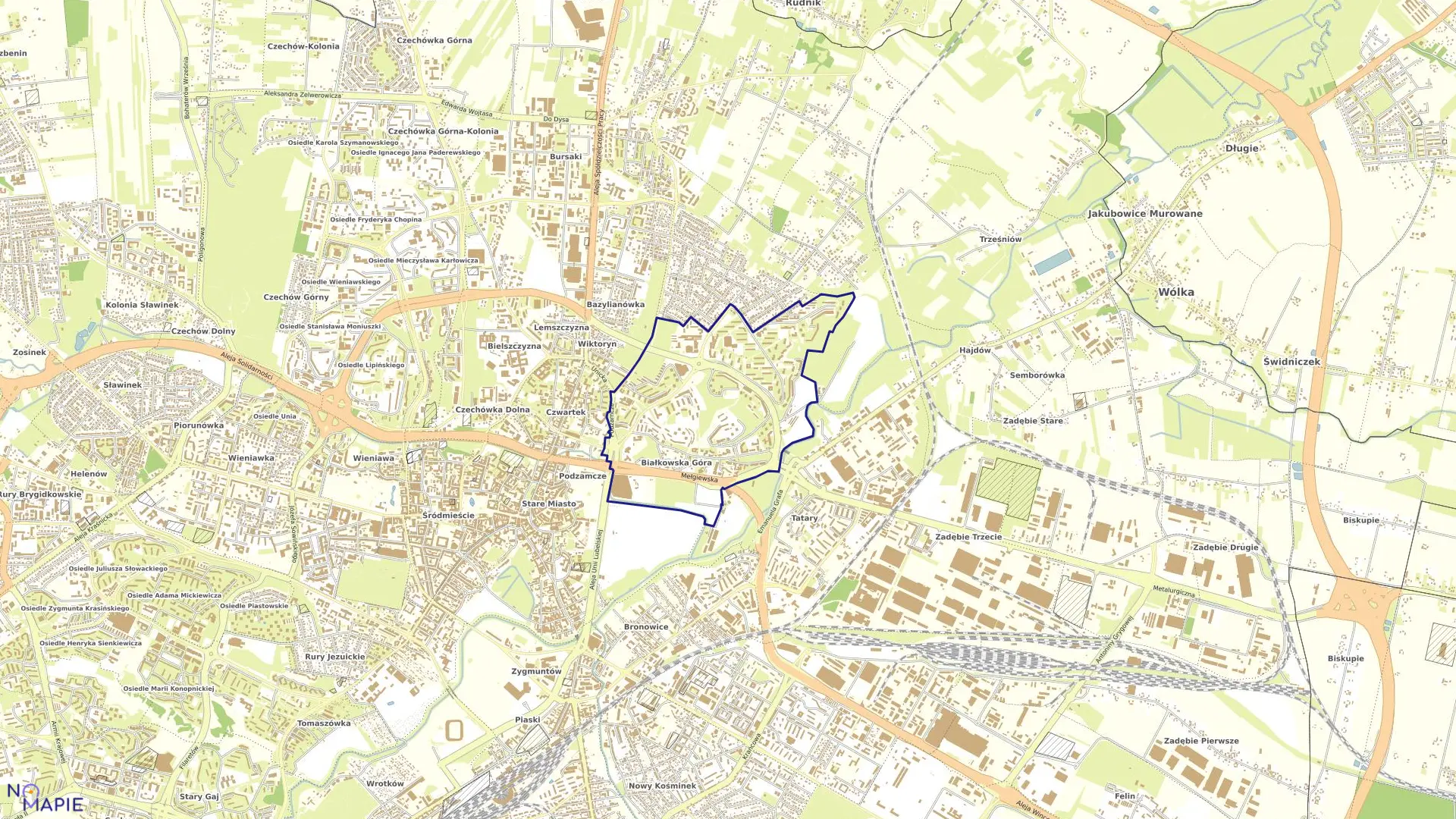 Mapa obrębu 14-Kalinowszczyzna w mieście Lublin