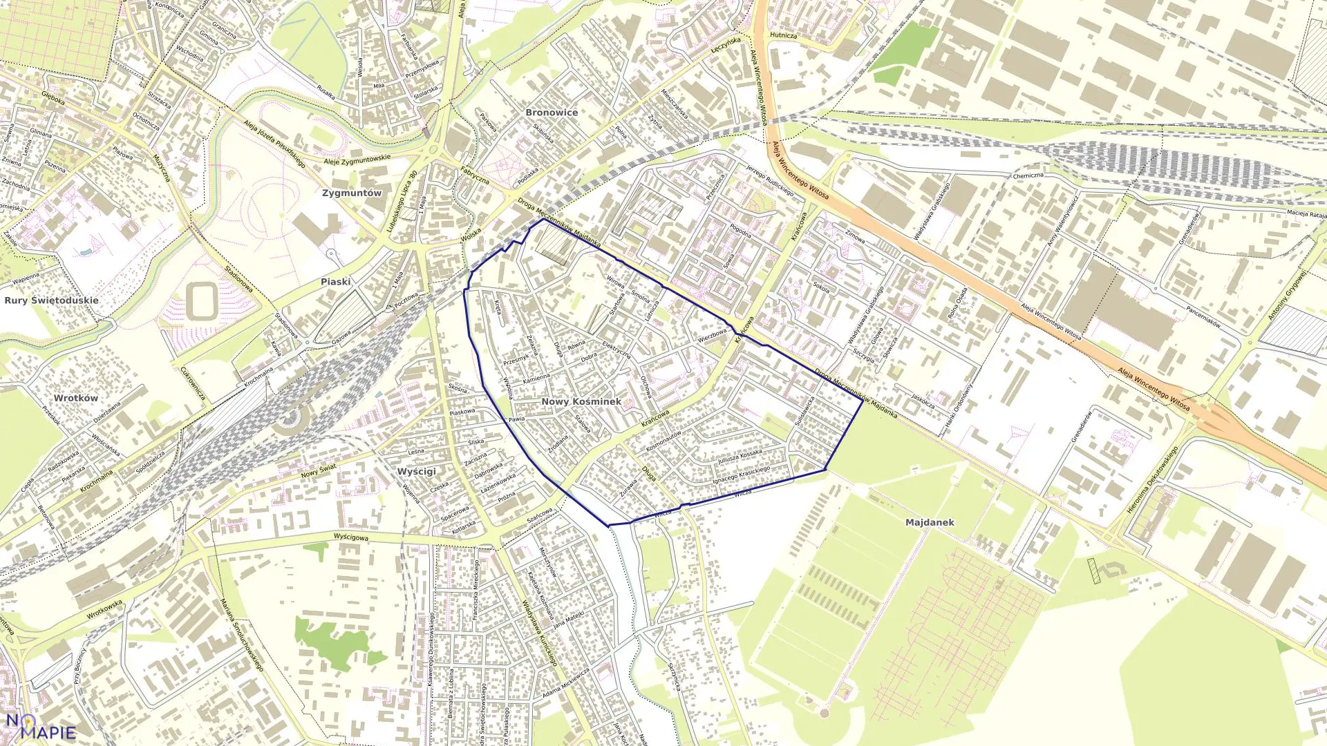 Mapa obrębu 16-Kośminek w mieście Lublin