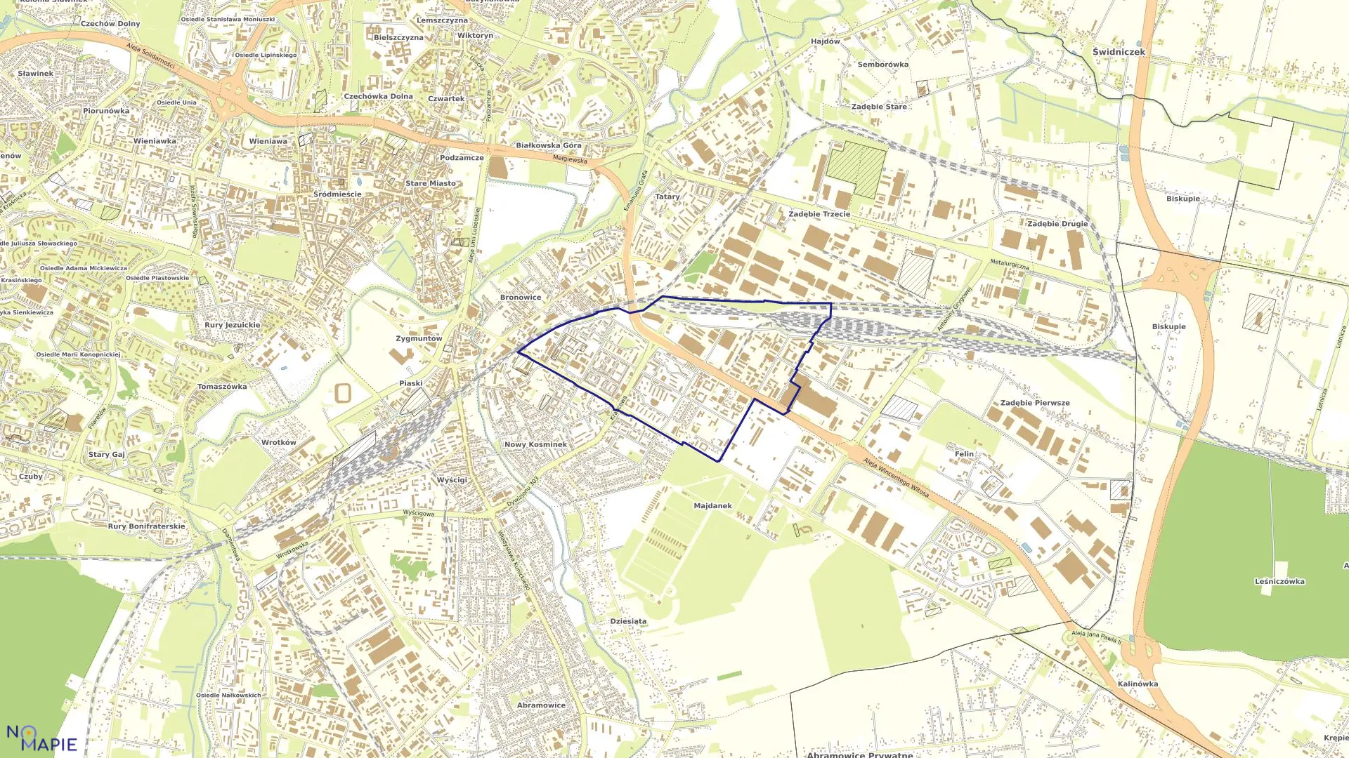 Mapa obrębu 19-Majdan Tatarski w mieście Lublin