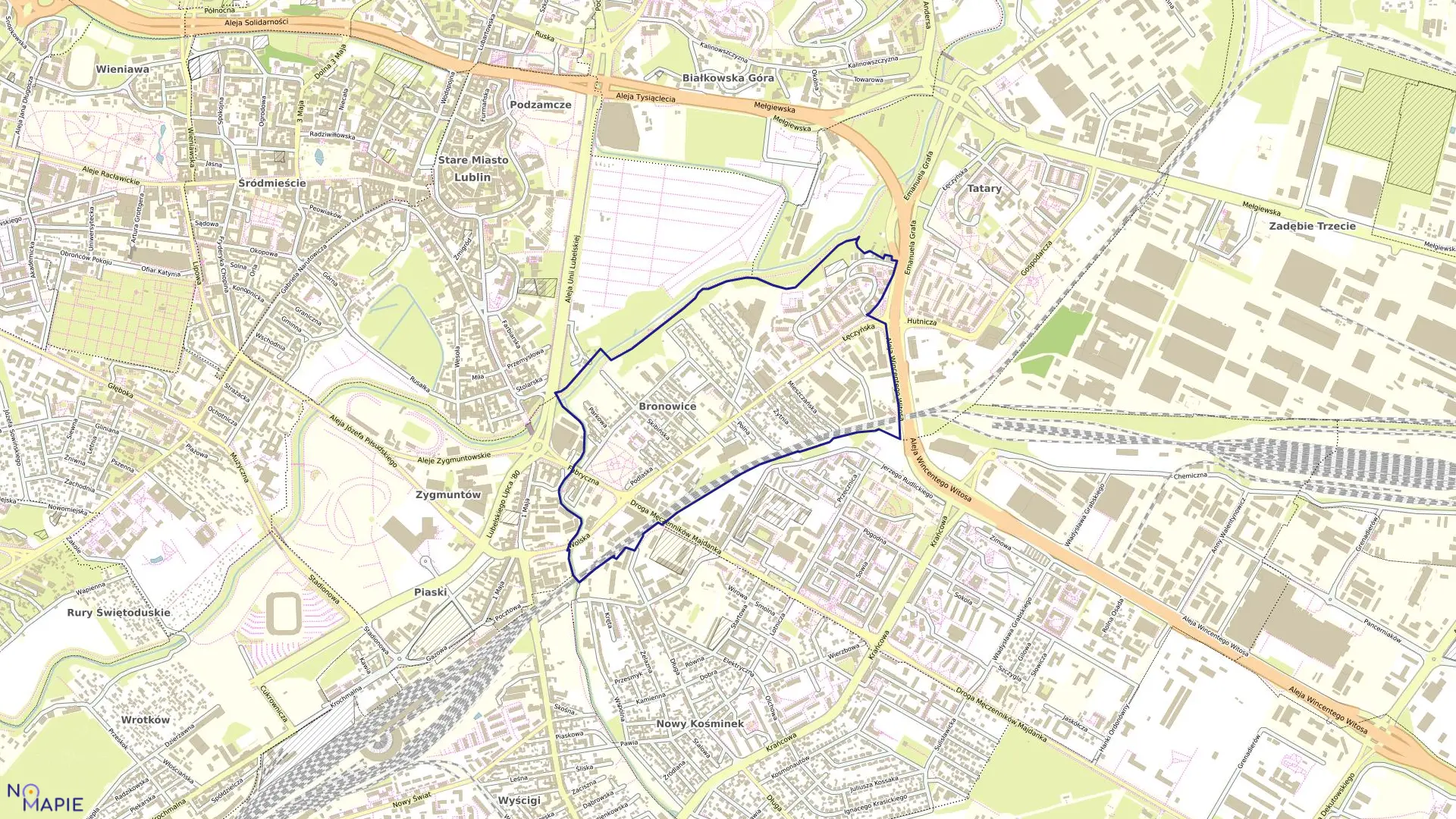 Mapa obrębu 2-Bronowice w mieście Lublin