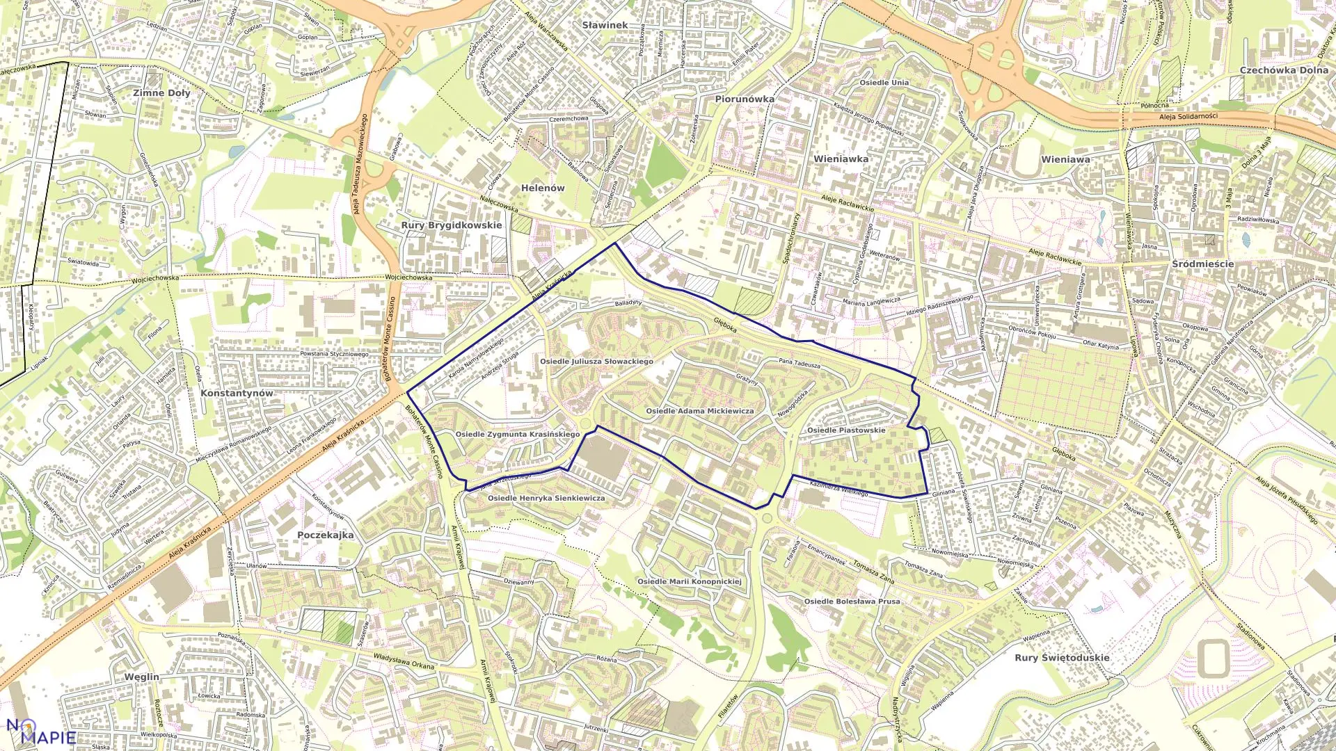 Mapa obrębu 21-Osiedla Lsm w mieście Lublin