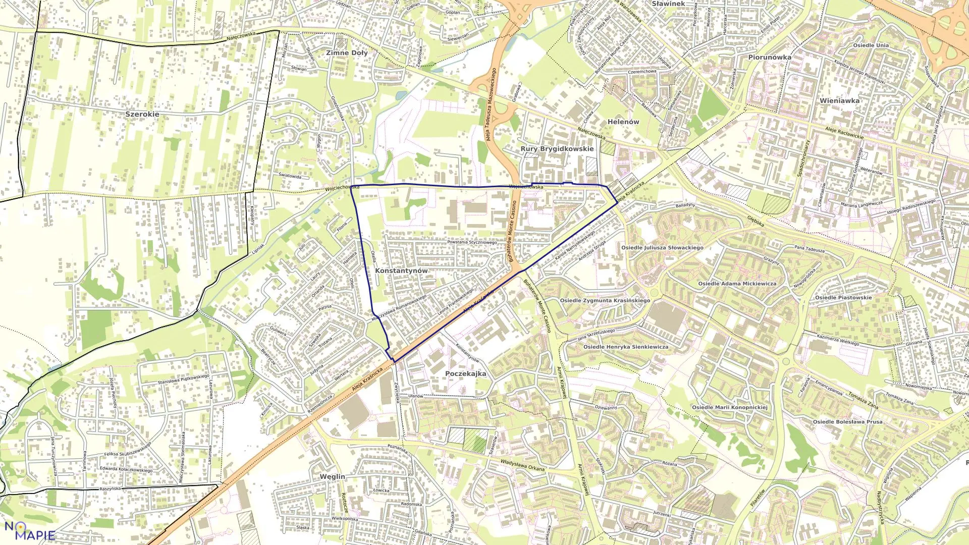 Mapa obrębu 25-Rury A w mieście Lublin