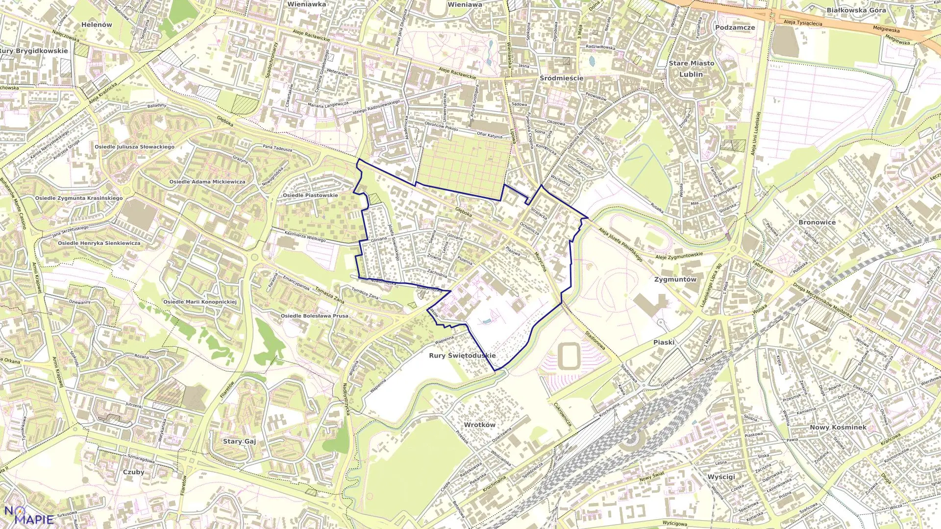 Mapa obrębu 29-Rury Św.Ducha w mieście Lublin