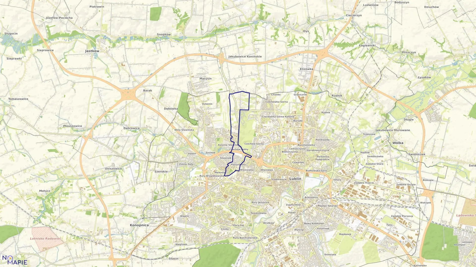 Mapa obrębu 3-Czechów I w mieście Lublin