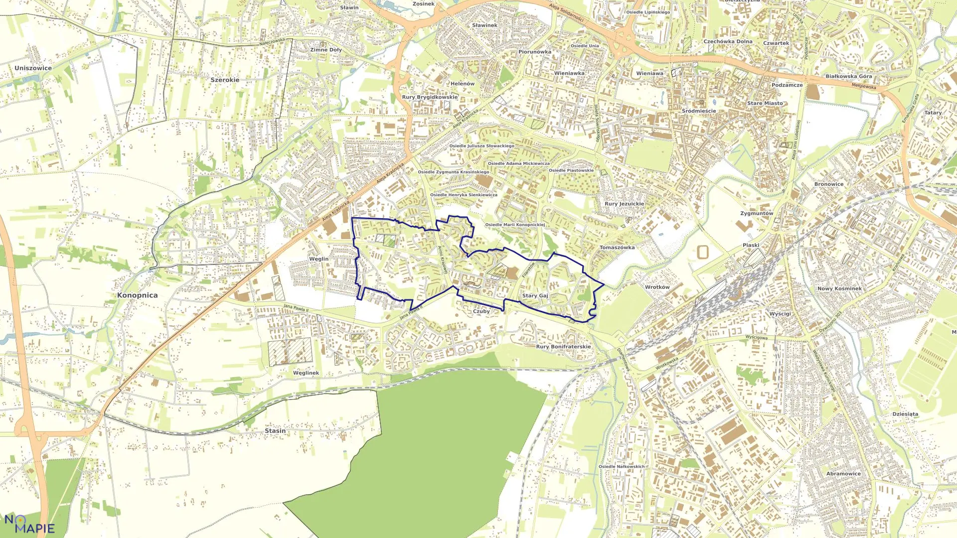 Mapa obrębu 30-Rury Wizytkowskie w mieście Lublin