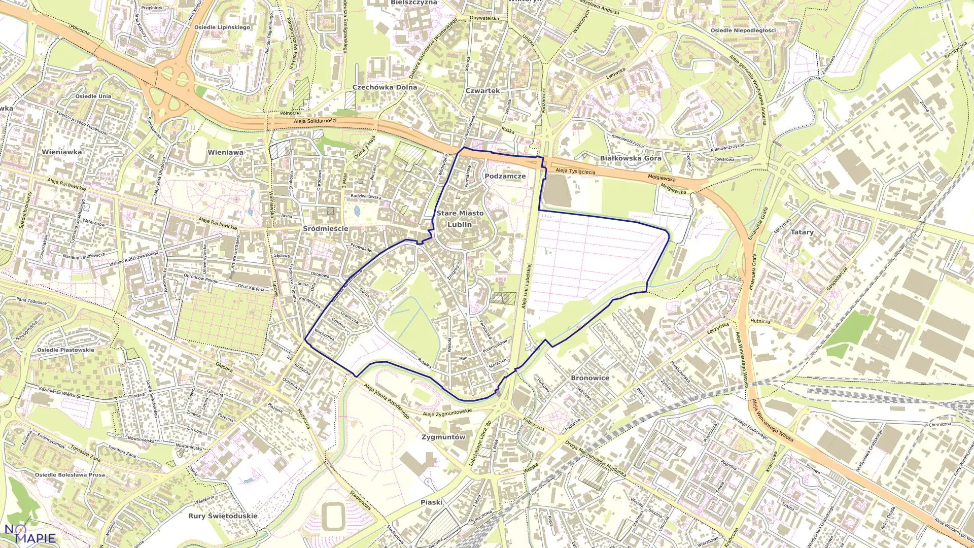 Mapa obrębu 34-Stare Miasto w mieście Lublin