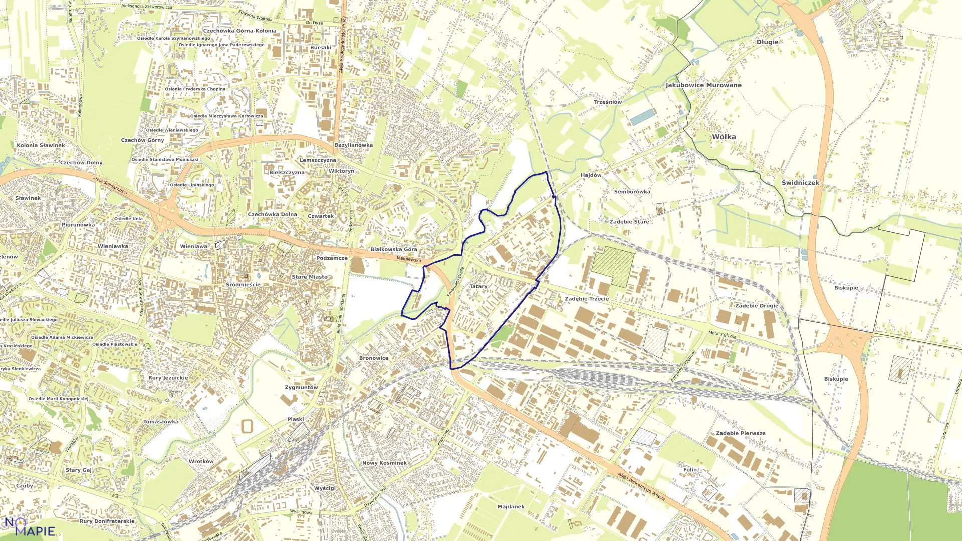 Mapa obrębu 37-Tatary w mieście Lublin