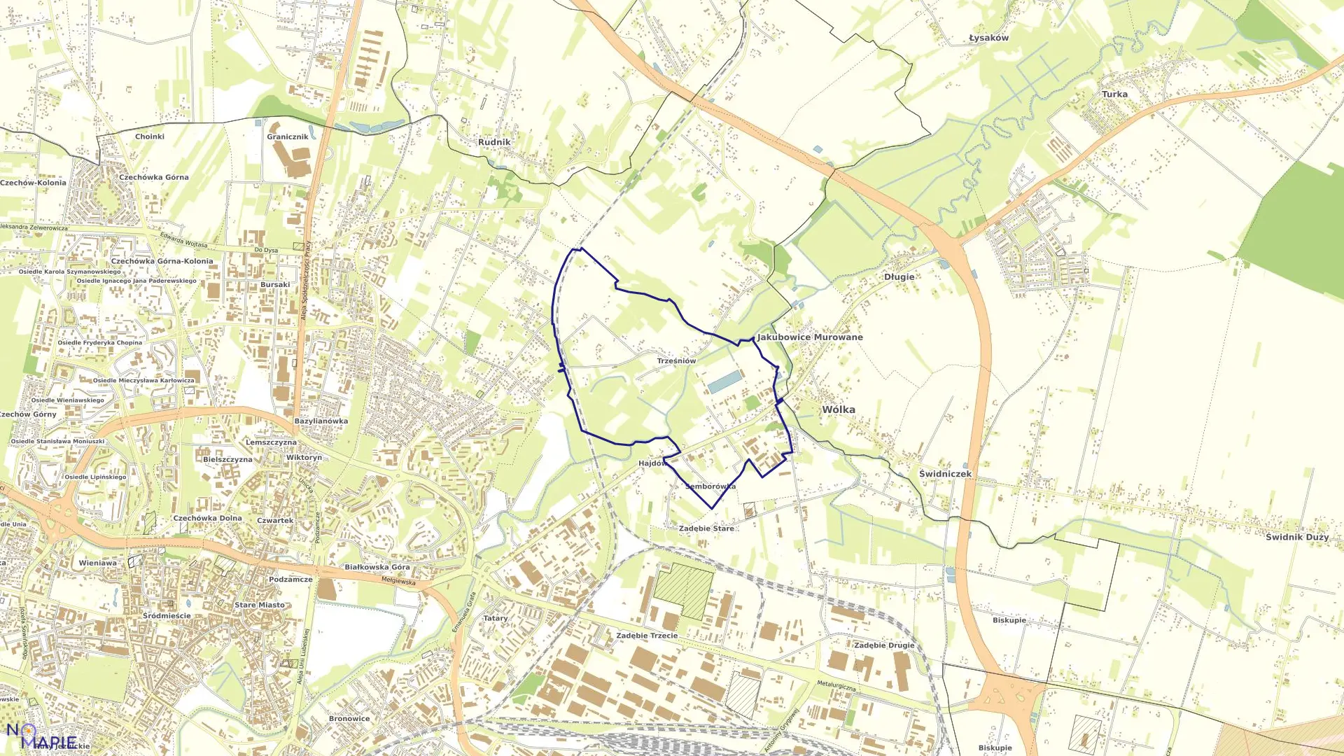 Mapa obrębu 38-Trześniów w mieście Lublin