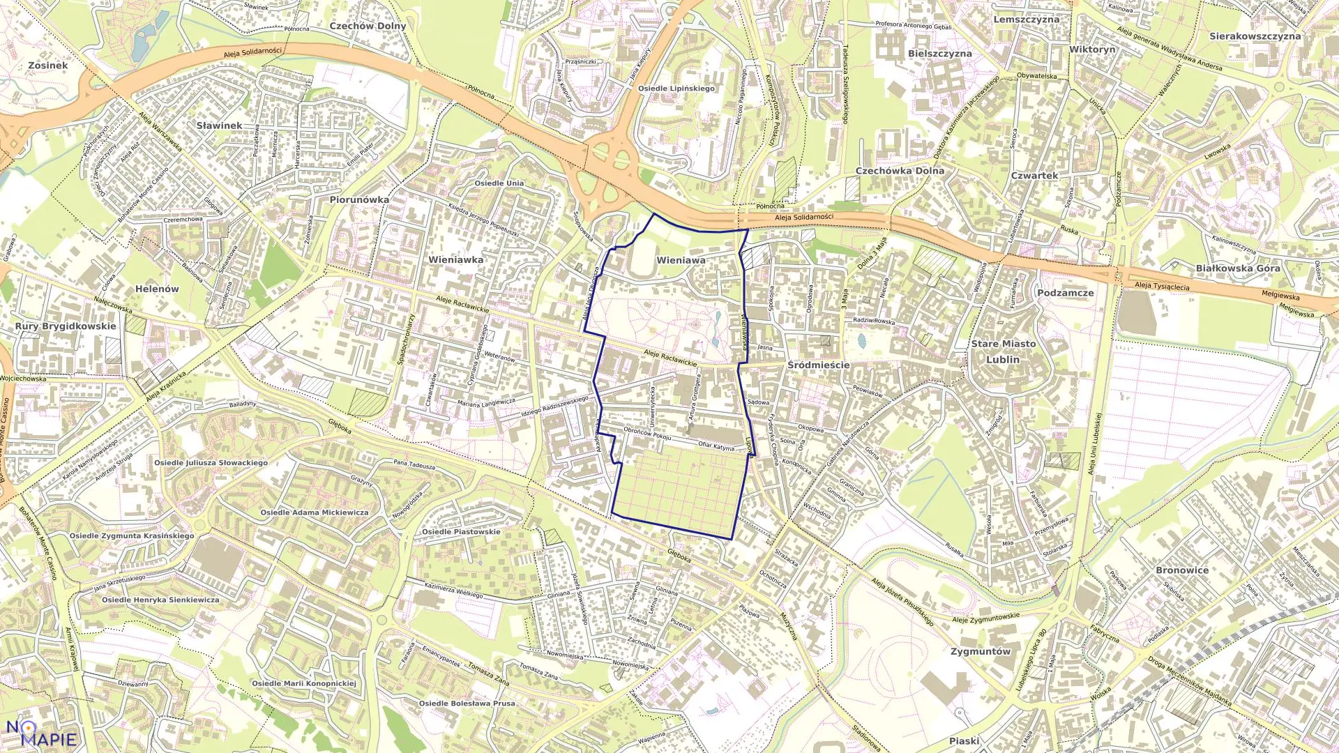 Mapa obrębu 41-Wieniawa w mieście Lublin