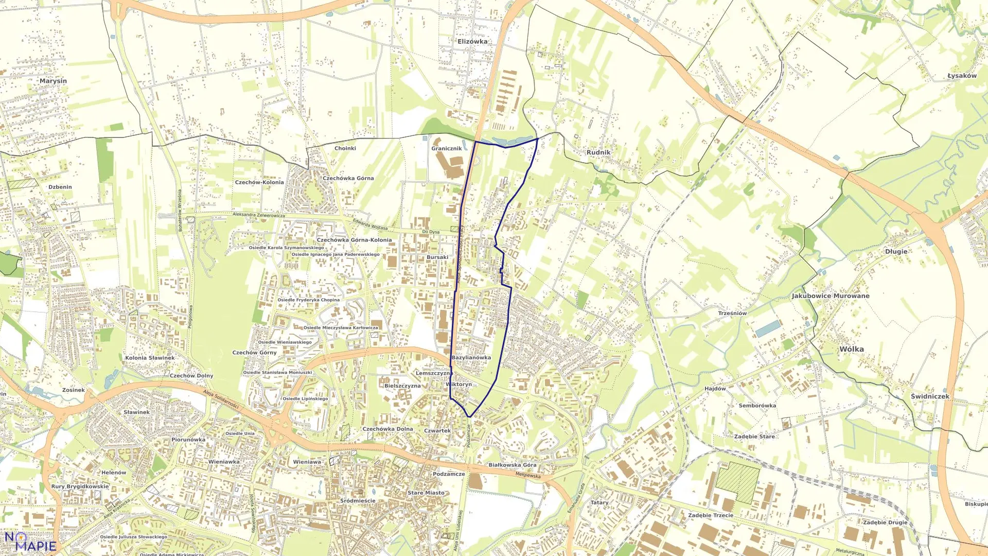 Mapa obrębu 42-Wiktoryn w mieście Lublin