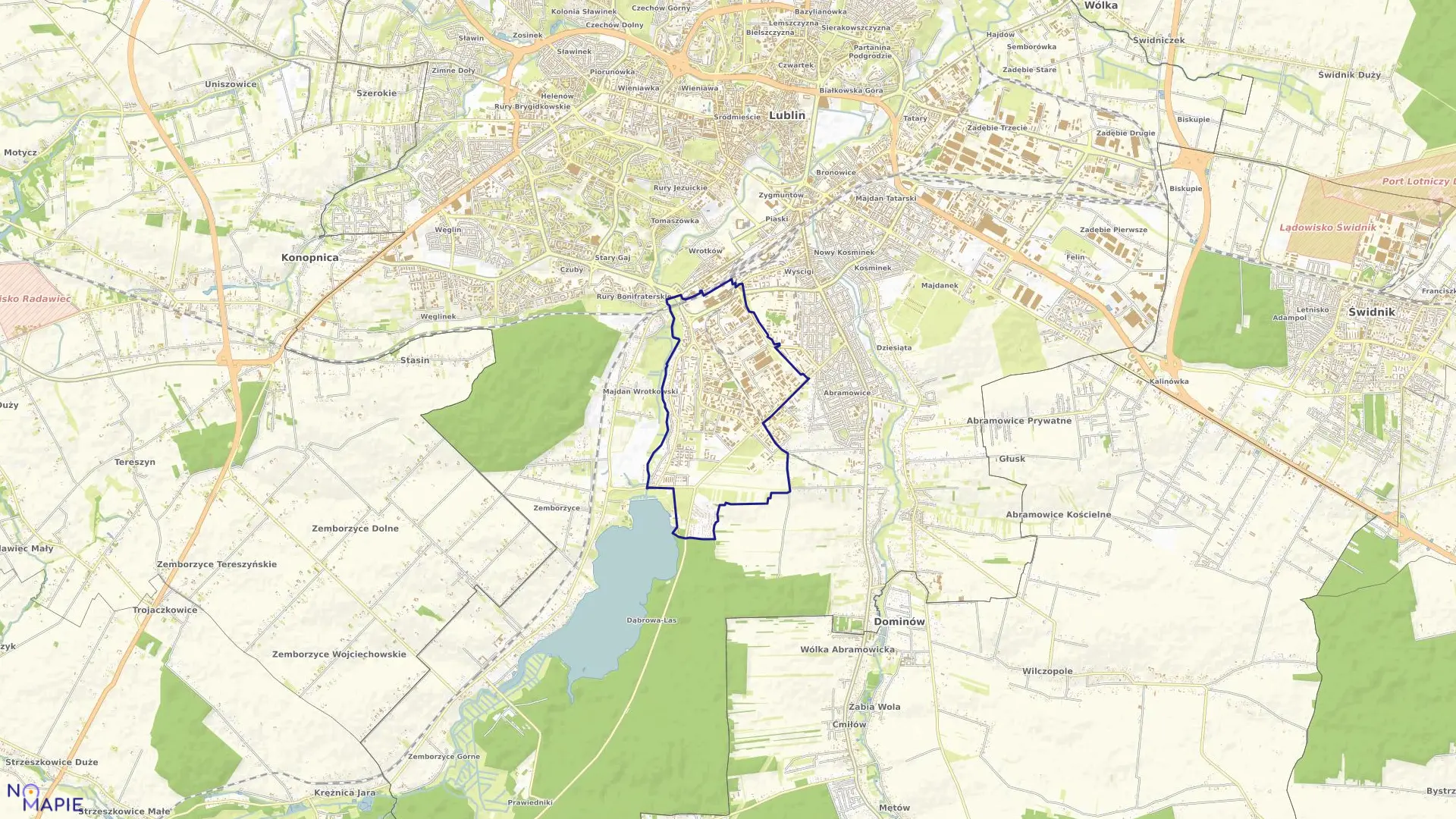 Mapa obrębu 43-Wrotków w mieście Lublin