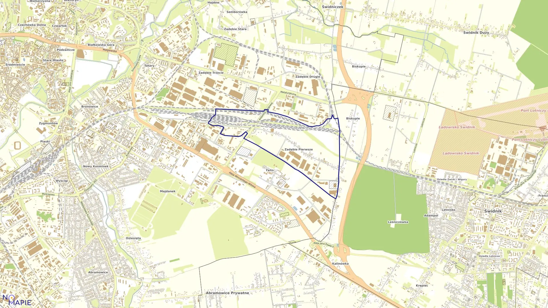 Mapa obrębu 44-Zadębie I w mieście Lublin