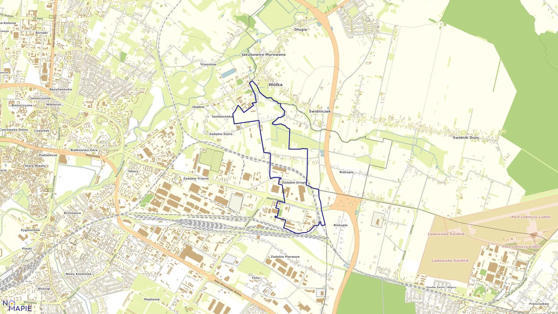 Mapa obrębu 45-Zadębie II w mieście Lublin