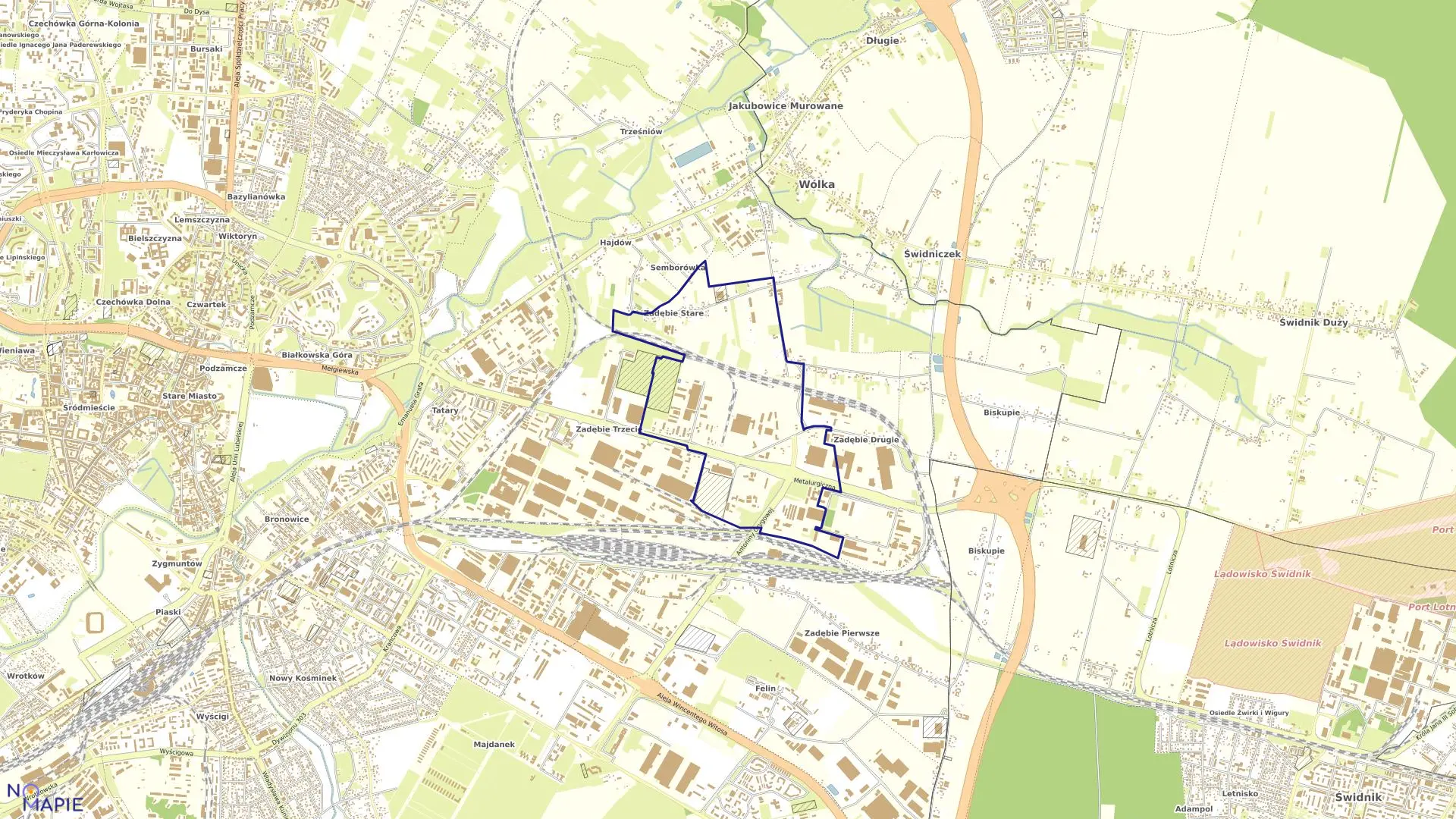 Mapa obrębu 46-Zadębie III w mieście Lublin