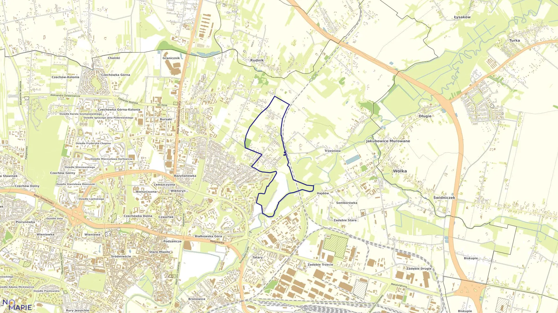 Mapa obrębu 47-Zygmuntów w mieście Lublin