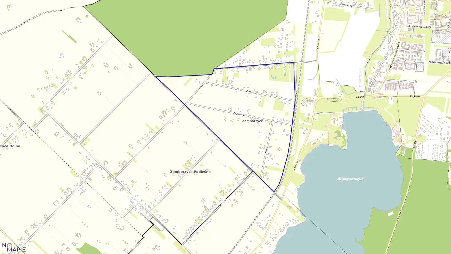 Mapa obrębu 48-Zemborzyce Kościeln w mieście Lublin