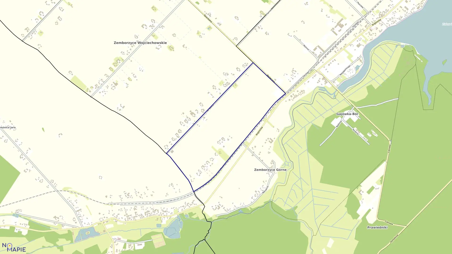 Mapa obrębu 53-Zemborzyce Górne I w mieście Lublin