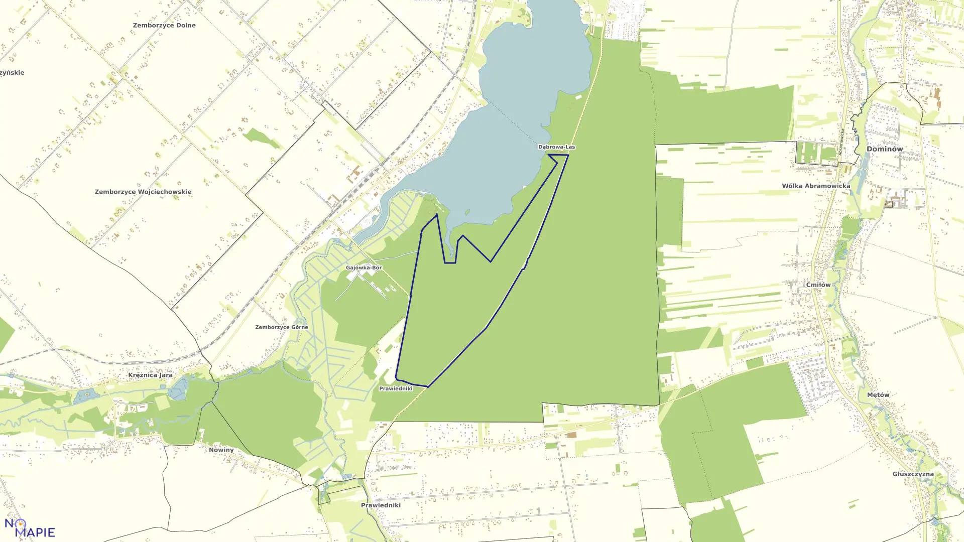 Mapa obrębu 58-Las Dąbrowa I w mieście Lublin