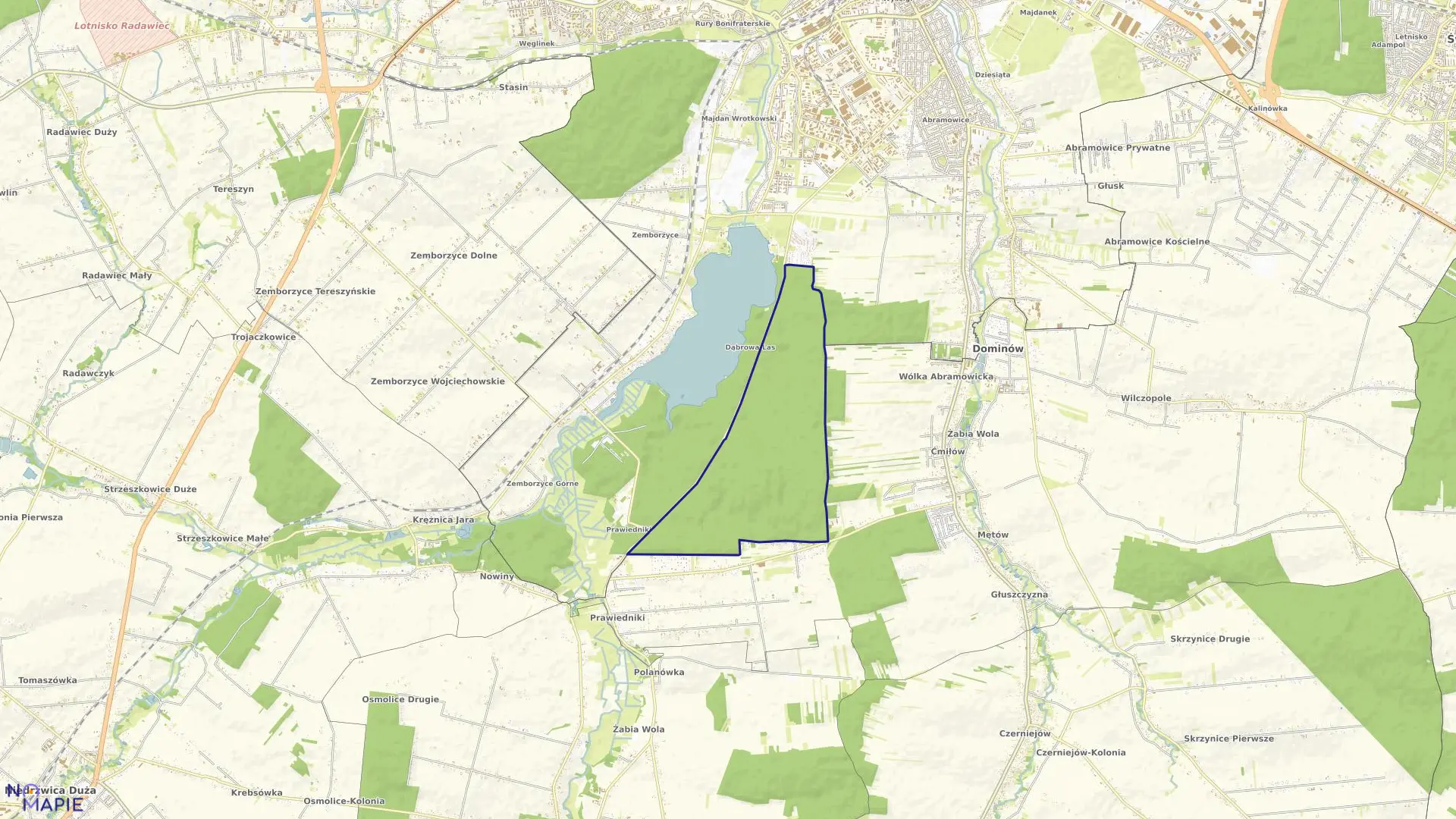 Mapa obrębu 59-Las Dąbrowa II w mieście Lublin