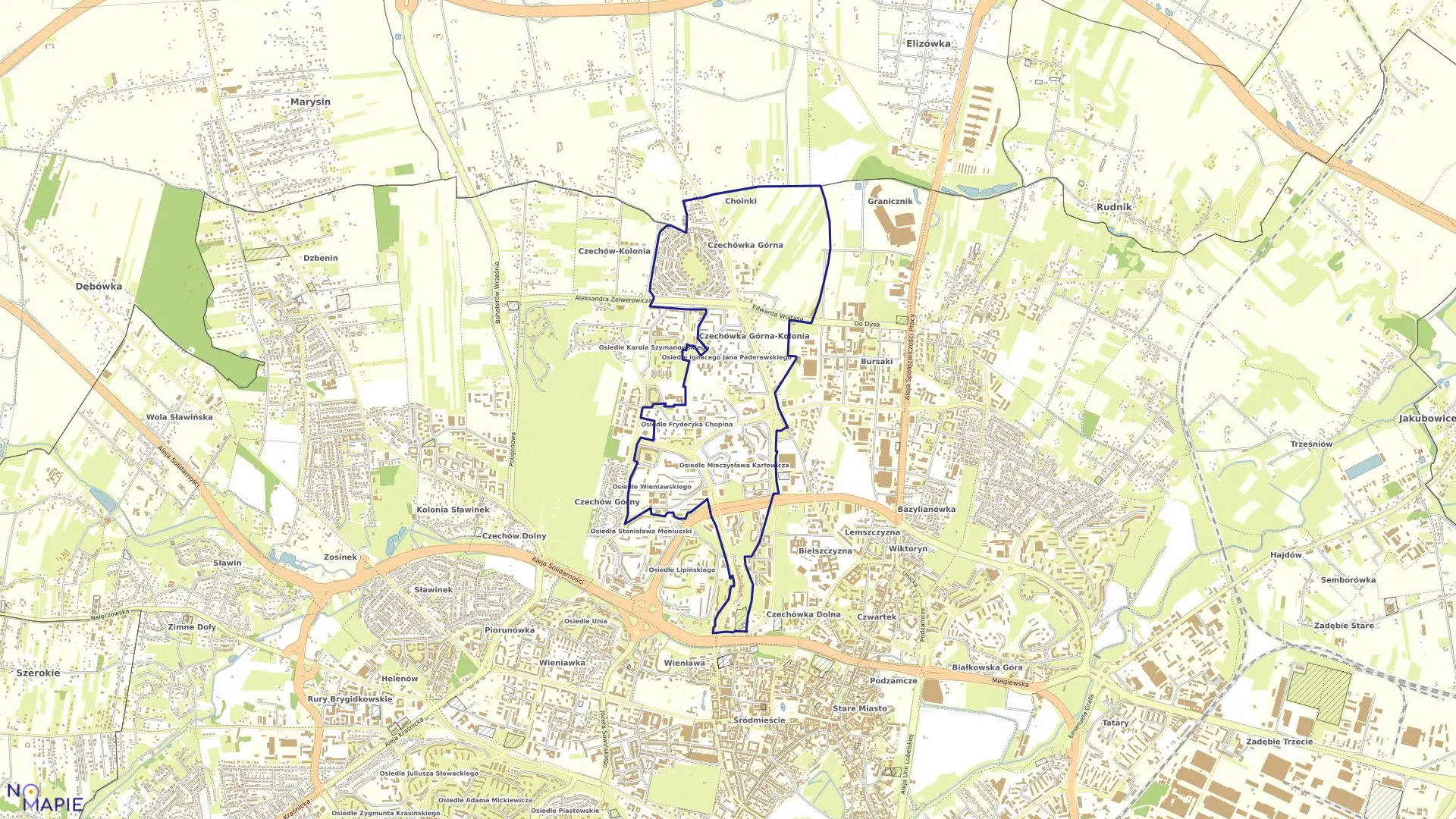 Mapa obrębu 6-Czechówka Górna Kol. w mieście Lublin