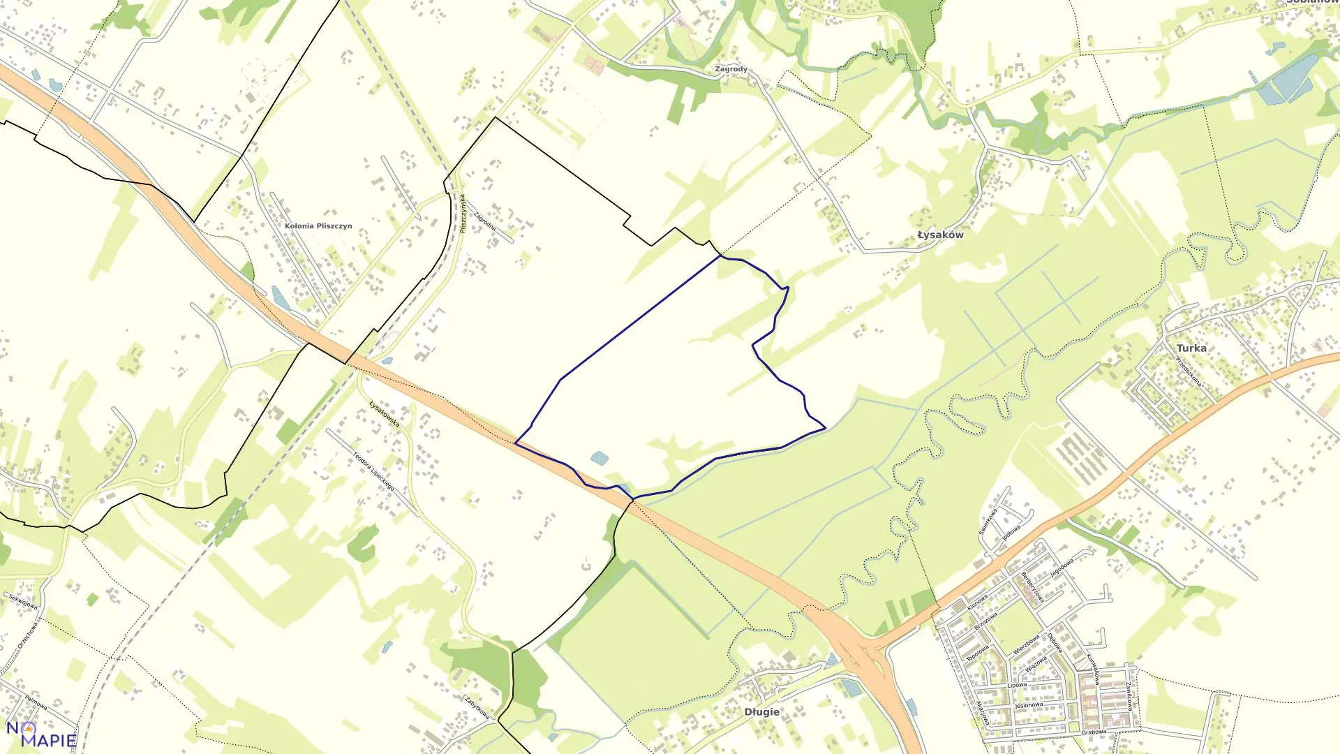 Mapa obrębu 61-Łysaków w mieście Lublin