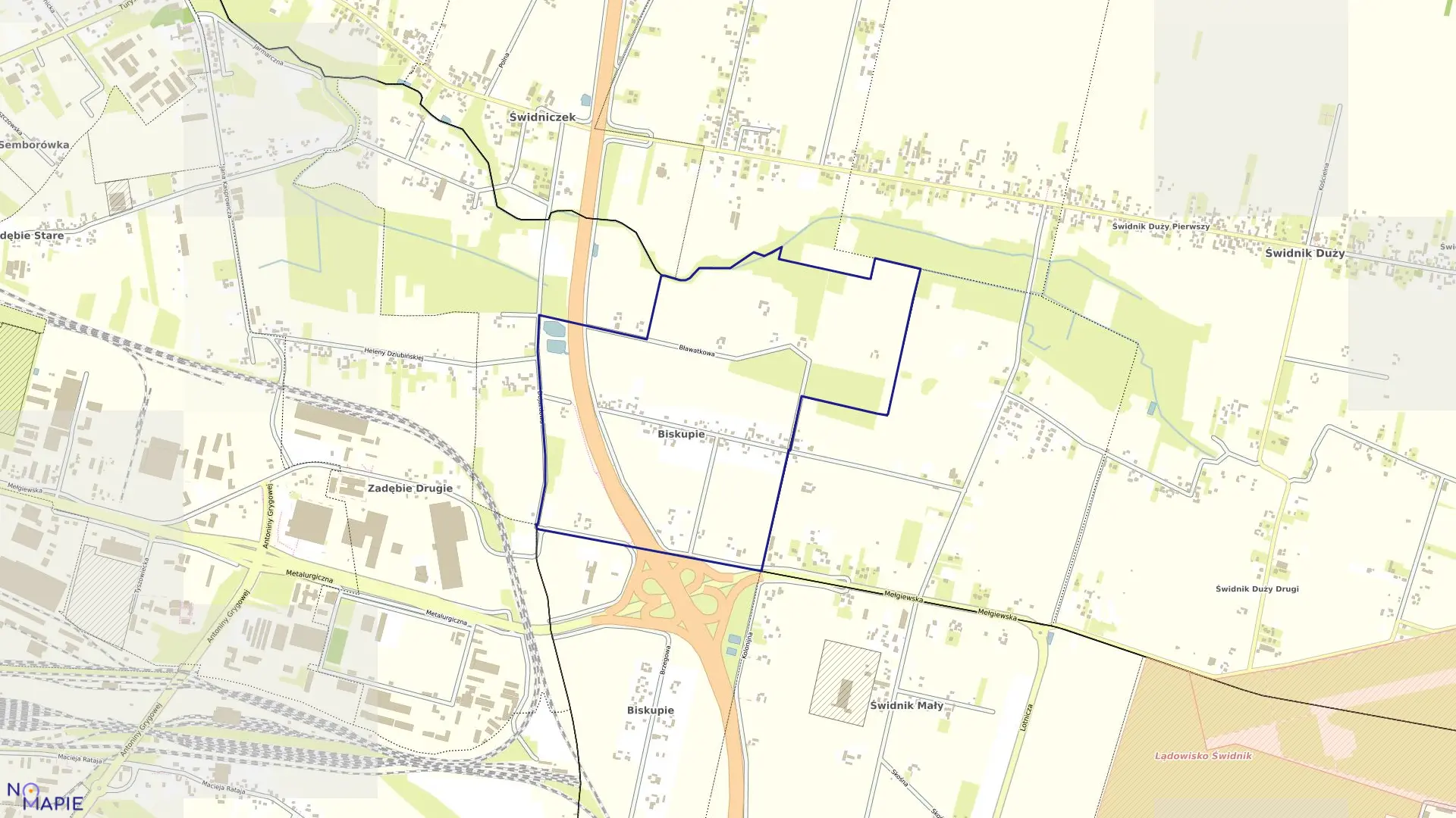 Mapa obrębu 64-Biskupie w mieście Lublin