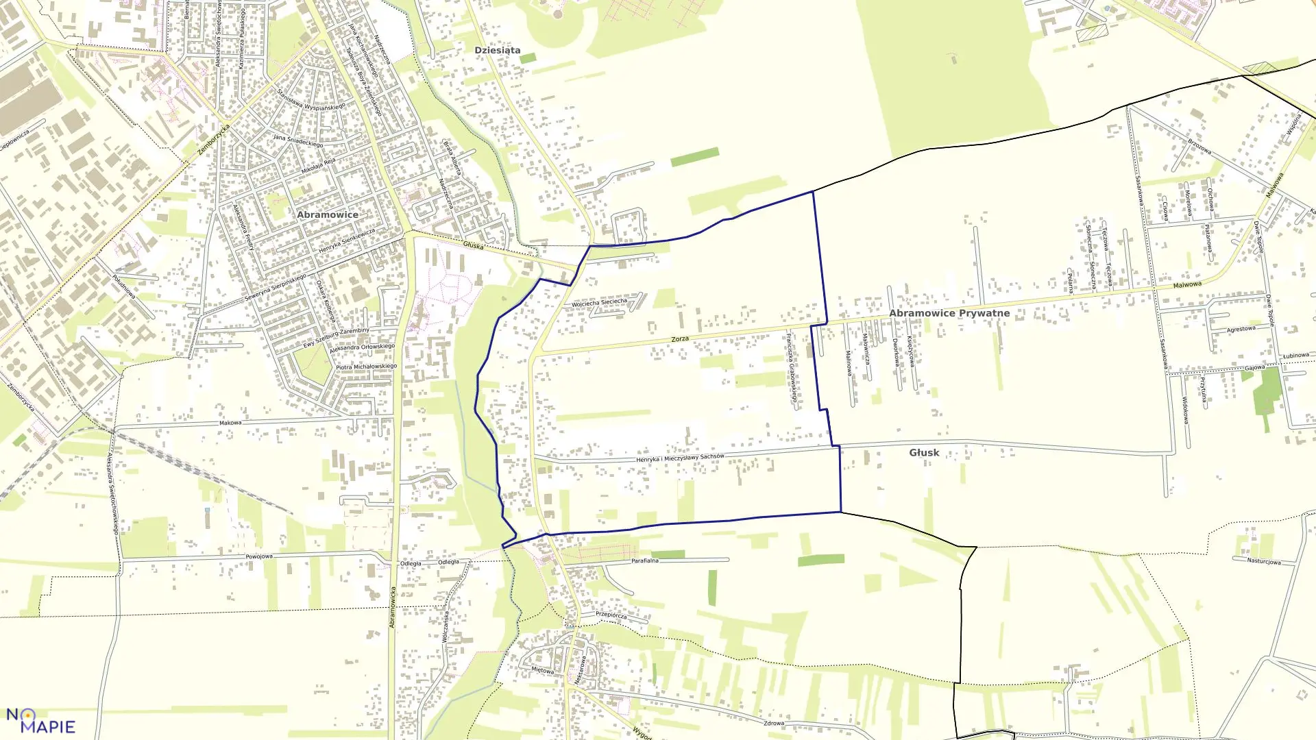 Mapa obrębu 65-Abramowice Prywatne w mieście Lublin