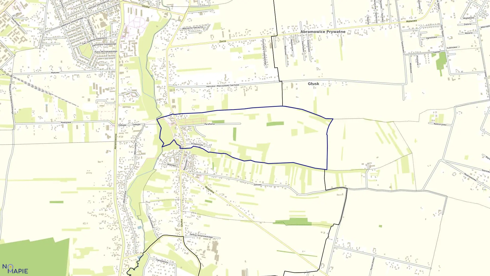 Mapa obrębu 66-Abramowice Kościeln w mieście Lublin