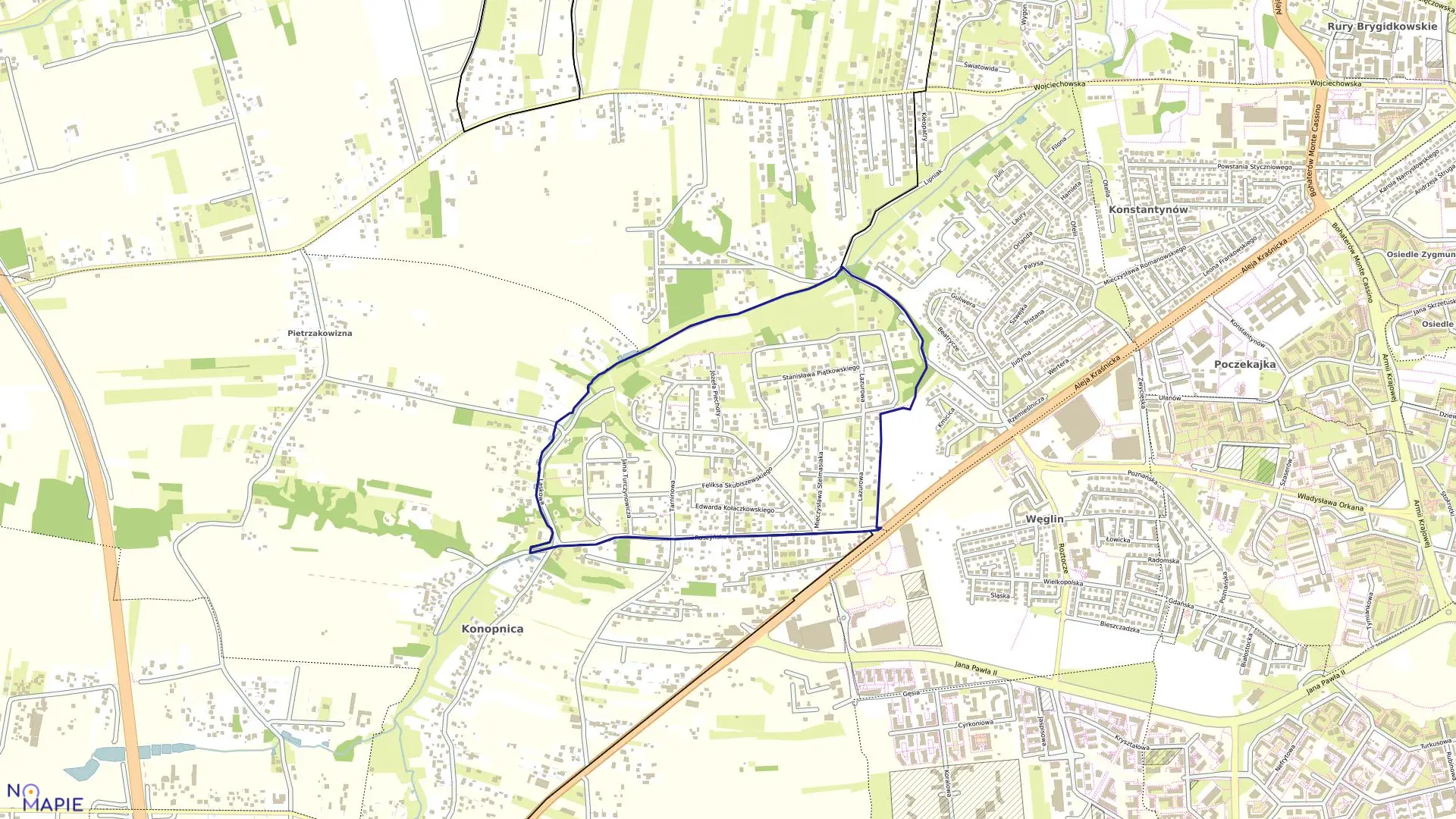 Mapa obrębu 72-Konopnica II w mieście Lublin