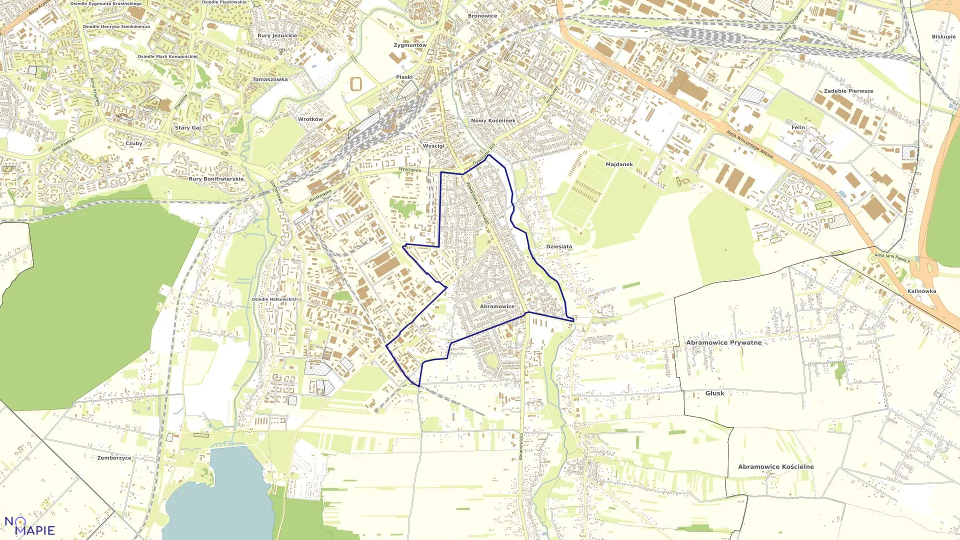 Mapa obrębu 9-Dziesiąta II w mieście Lublin